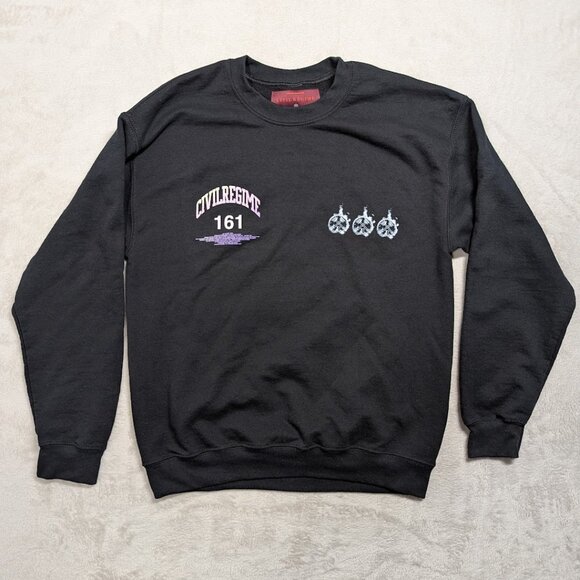 Civil Regime Mens MEDIUM #161 Blooming Through Chaos Black Pullover Crewneck - Picture 1 of 10